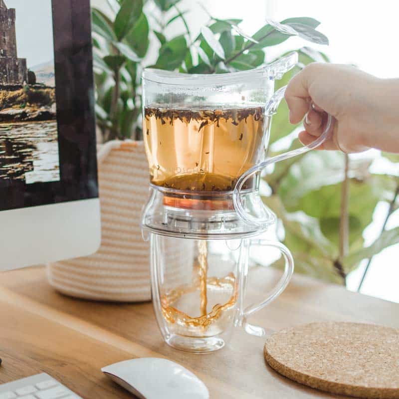 Infuseur à thé ABERDEEN Easy Pour, théière à distribution par le bas - Capacité de 17,7 fl. oz / 525 ml, transparent